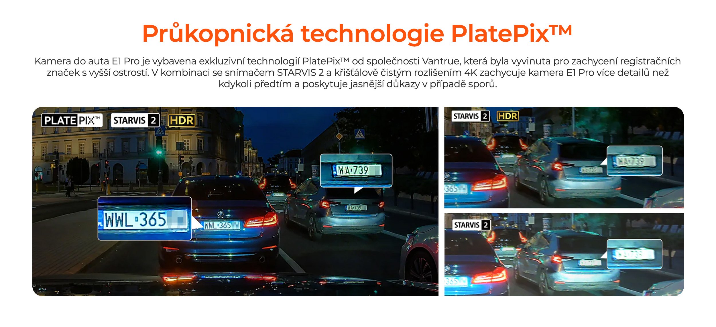 PlatePix mit STARVIS 2 und HDR – Hauptszene mit Kennzeichenausschnitten