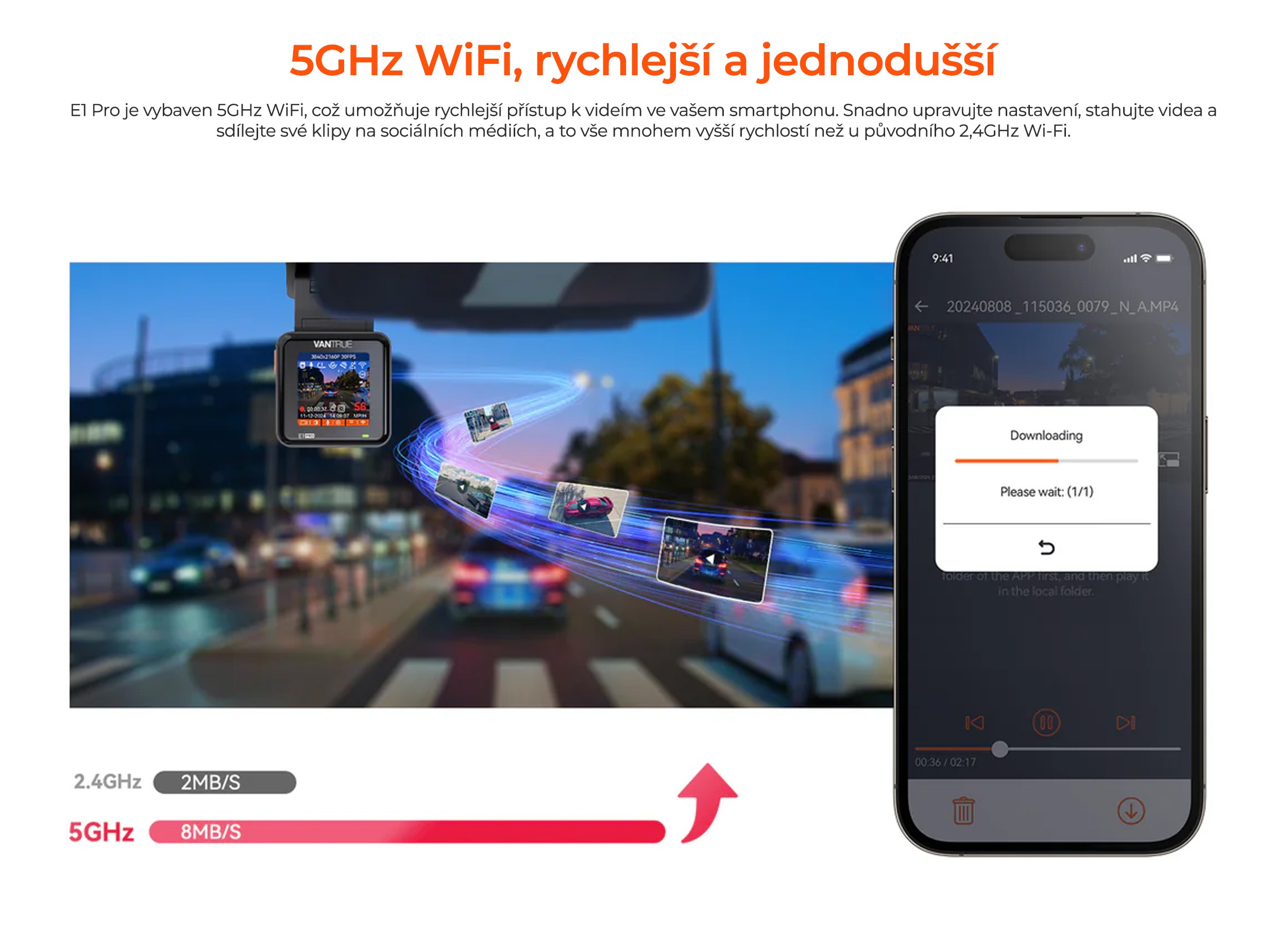 Verbindung der Kamera mit der App und Videodownload per Wi-Fi