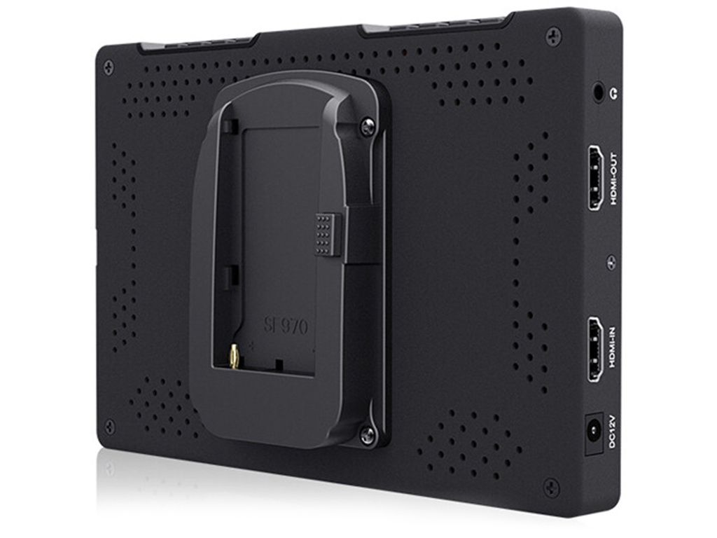 Zadní strana Feelworld T7 PLUS s deskou na baterie F970